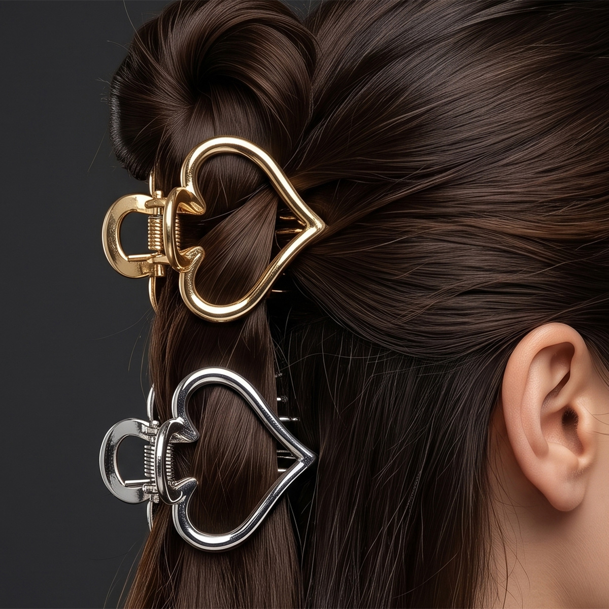 Metal Heart-Shaped Jaw Clip Set