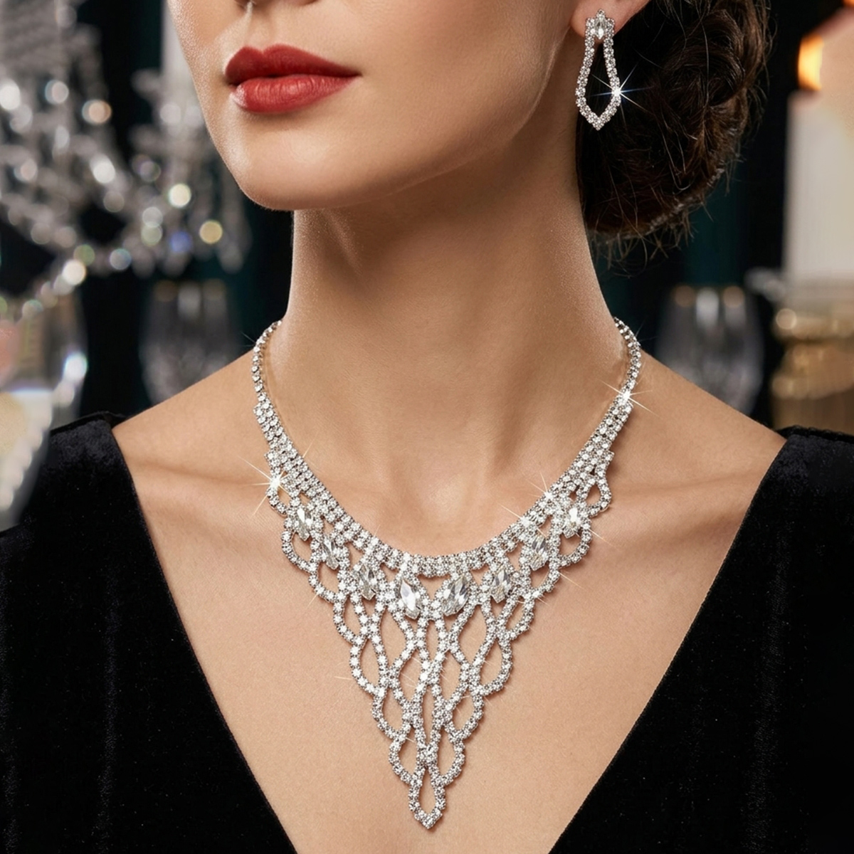 Women Crystal Necklace Set