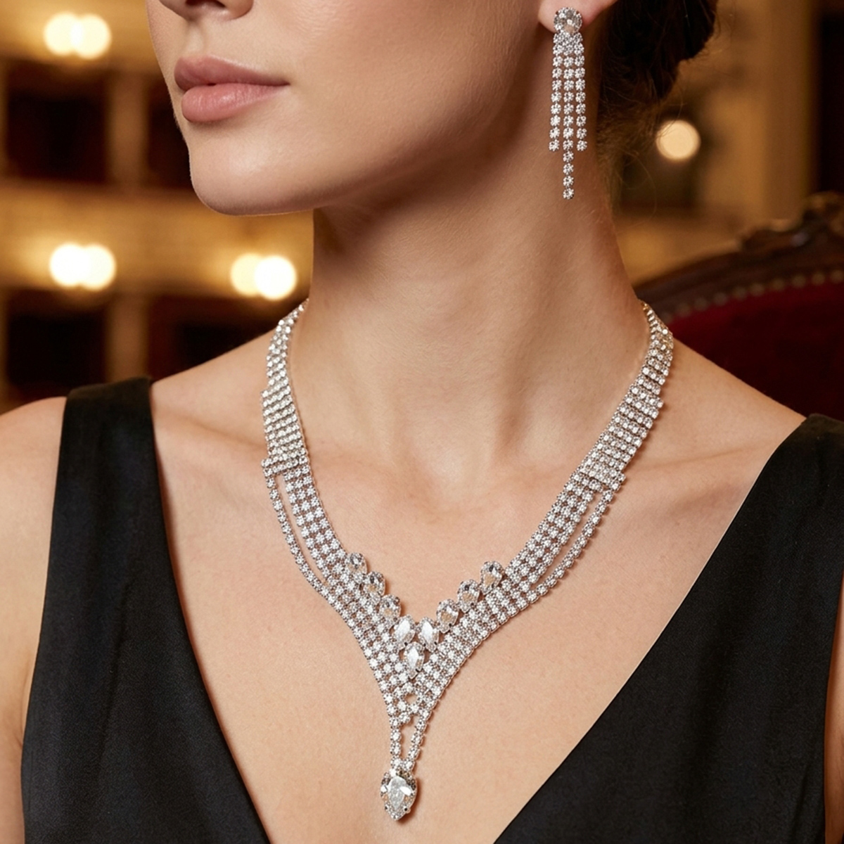 Women Crystal Necklace Set