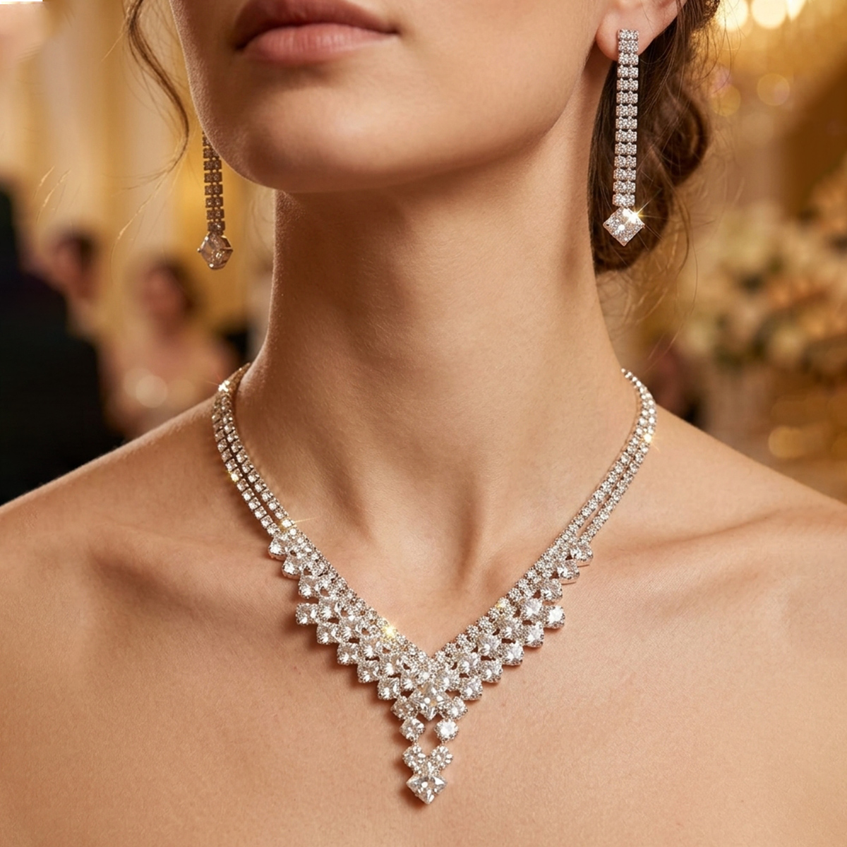 Women Crystal Necklace Set
