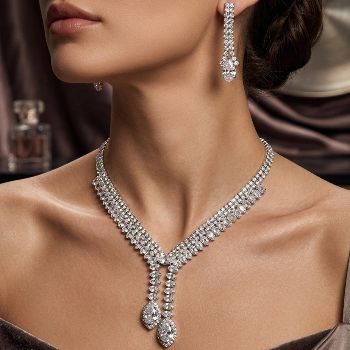 Women Crystal Necklace Set