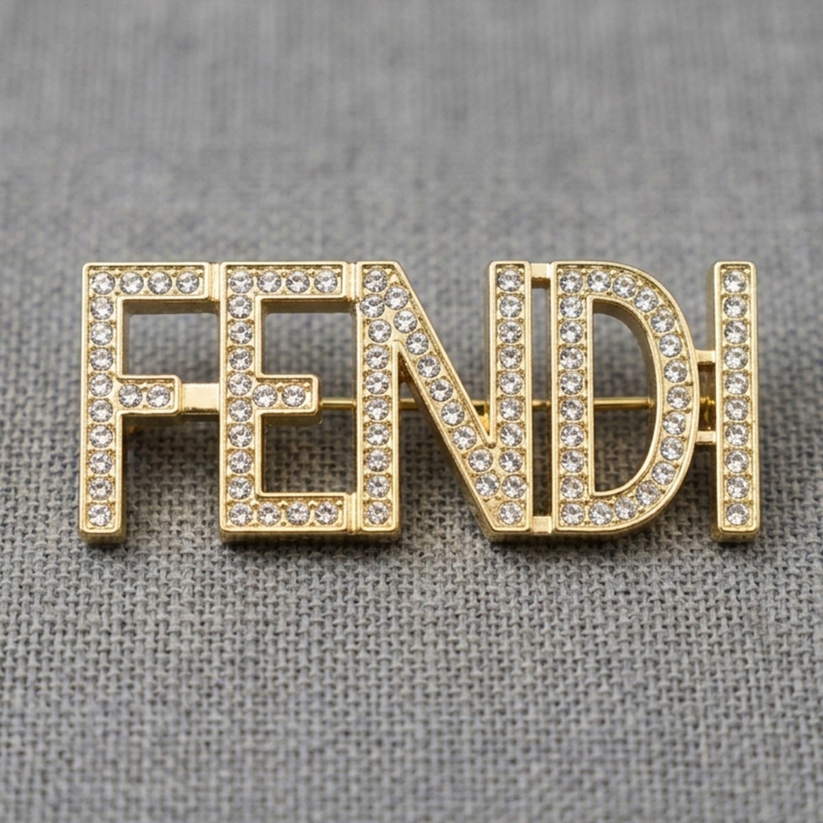 Fendi Brooch Golden Crystal