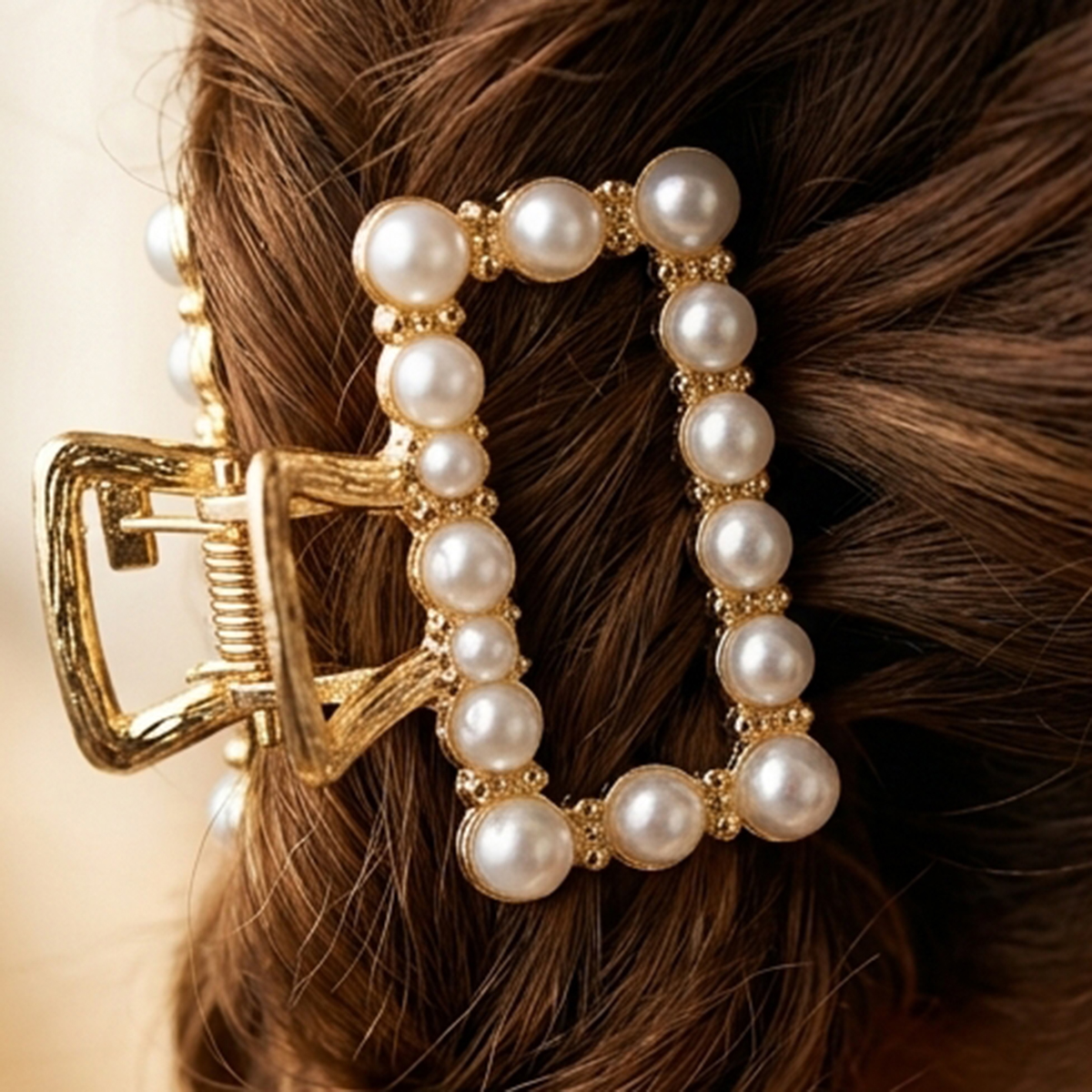 Ladies Hair Clip Golden 2 Pieces