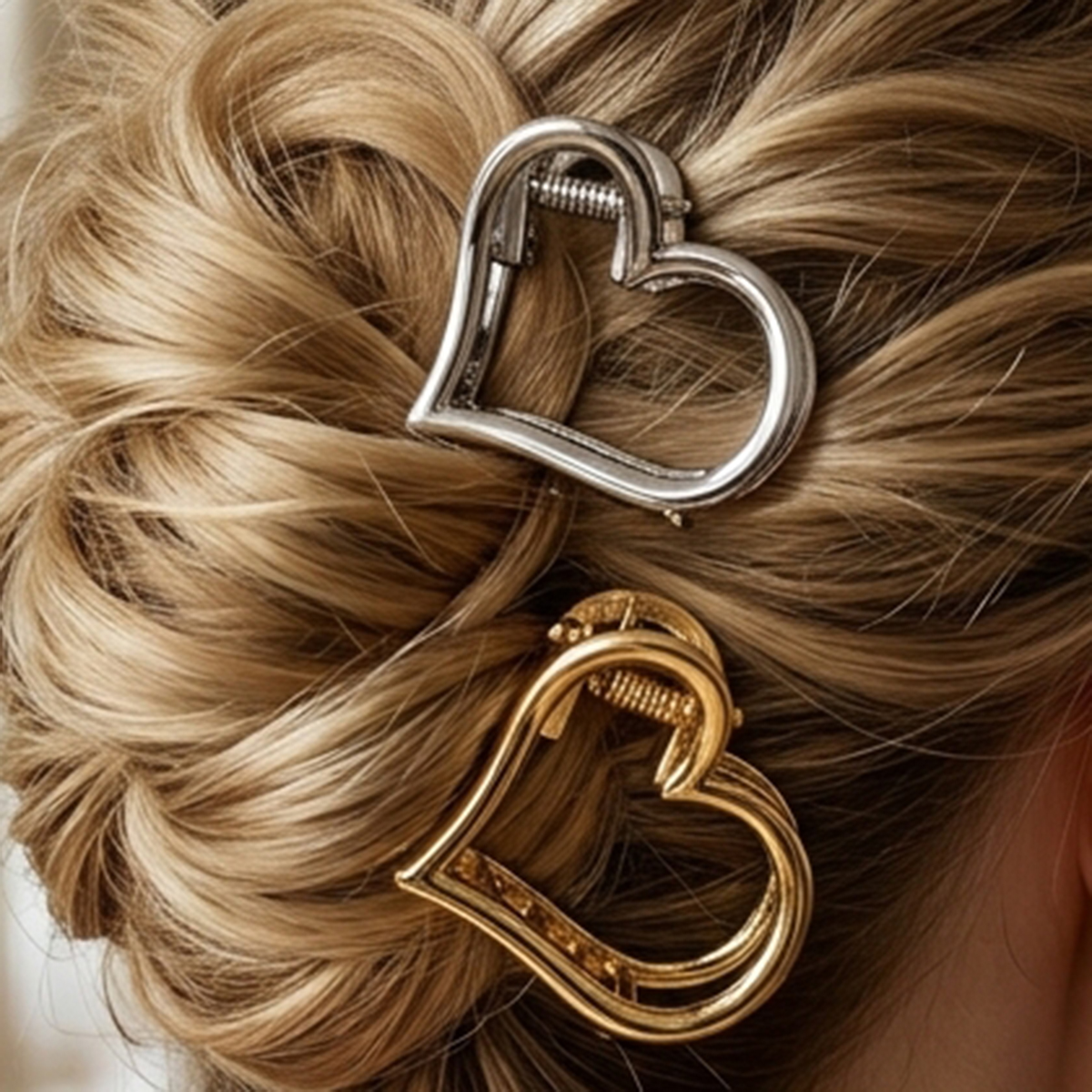 Ladies Hair Clip Golden 2 Pieces