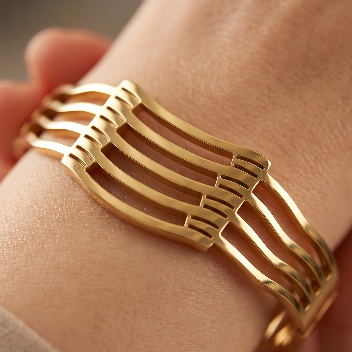 Geometric Golden Bangle