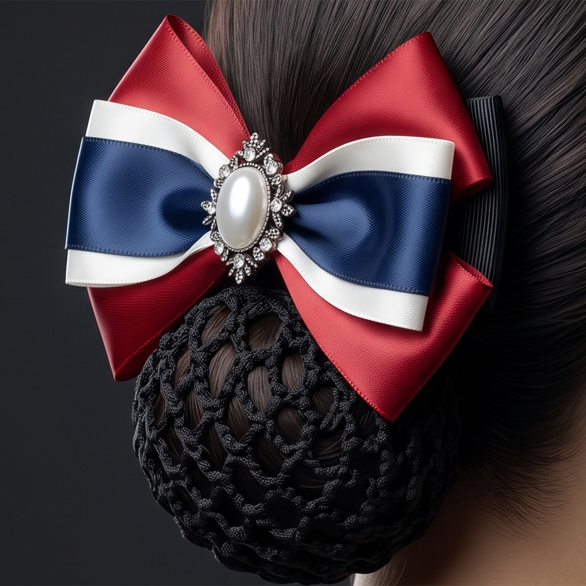 Hair Clip With Fabric Bow Net