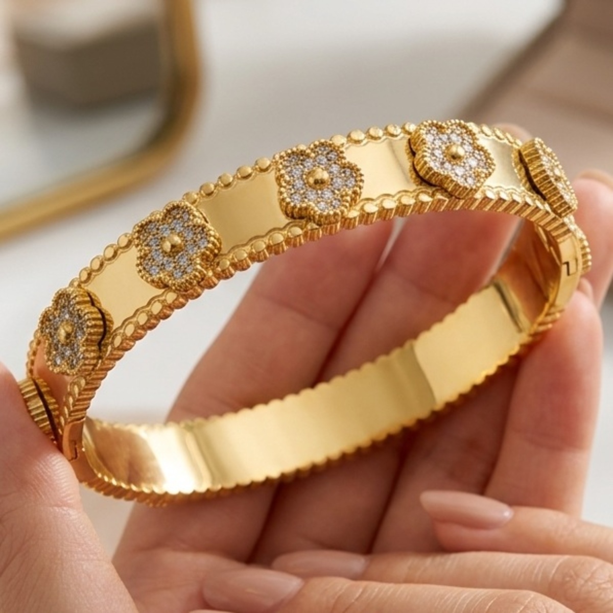 Golden Floral Design Bangle