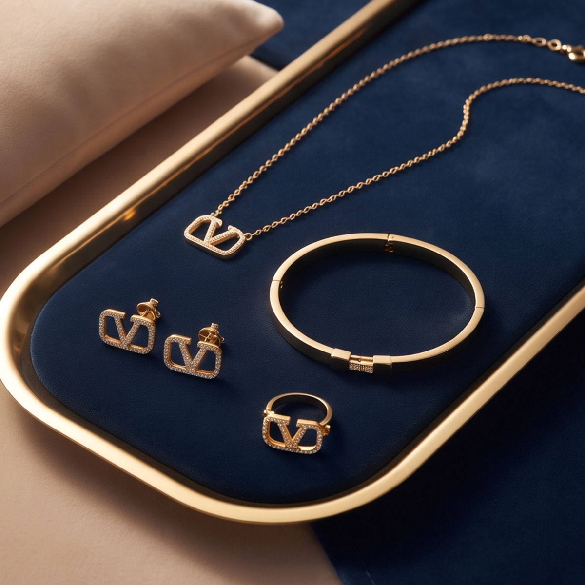 Golden Necklace Set with Bangle