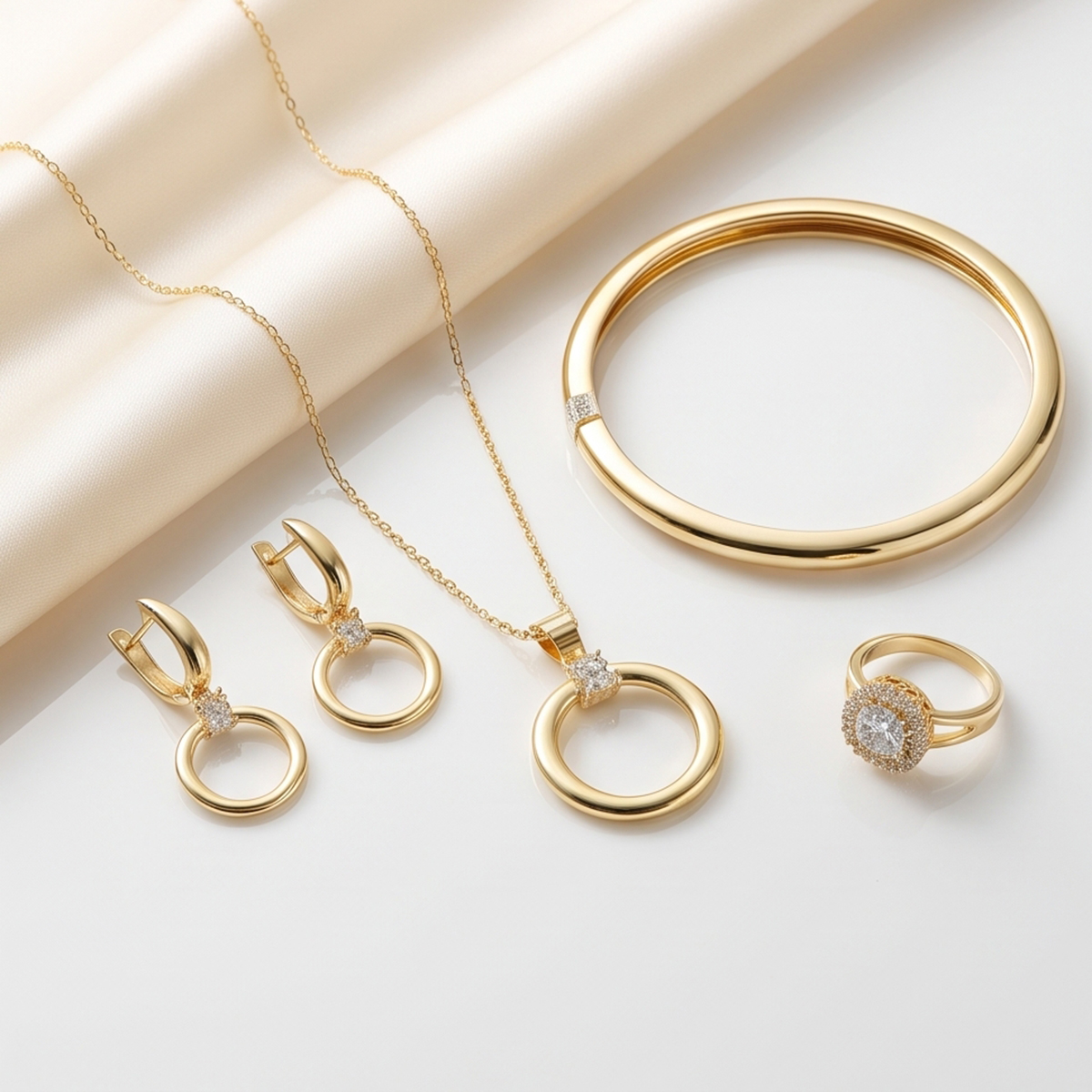 Golden Necklace Set with Bangle