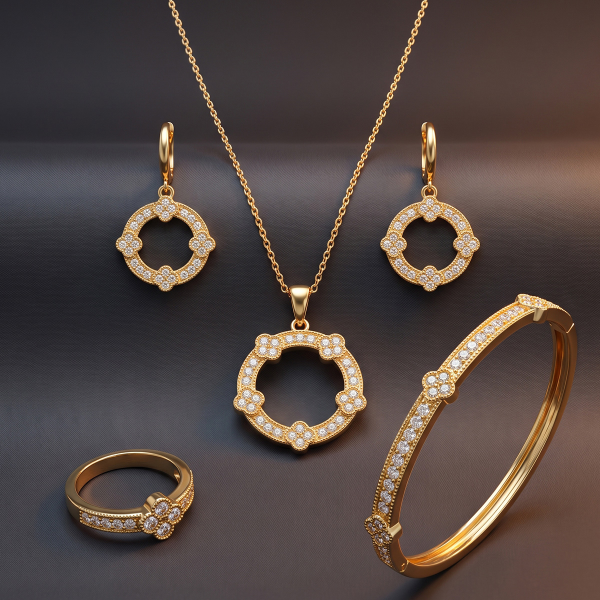 Golden-Tone Necklace Set with Bangle