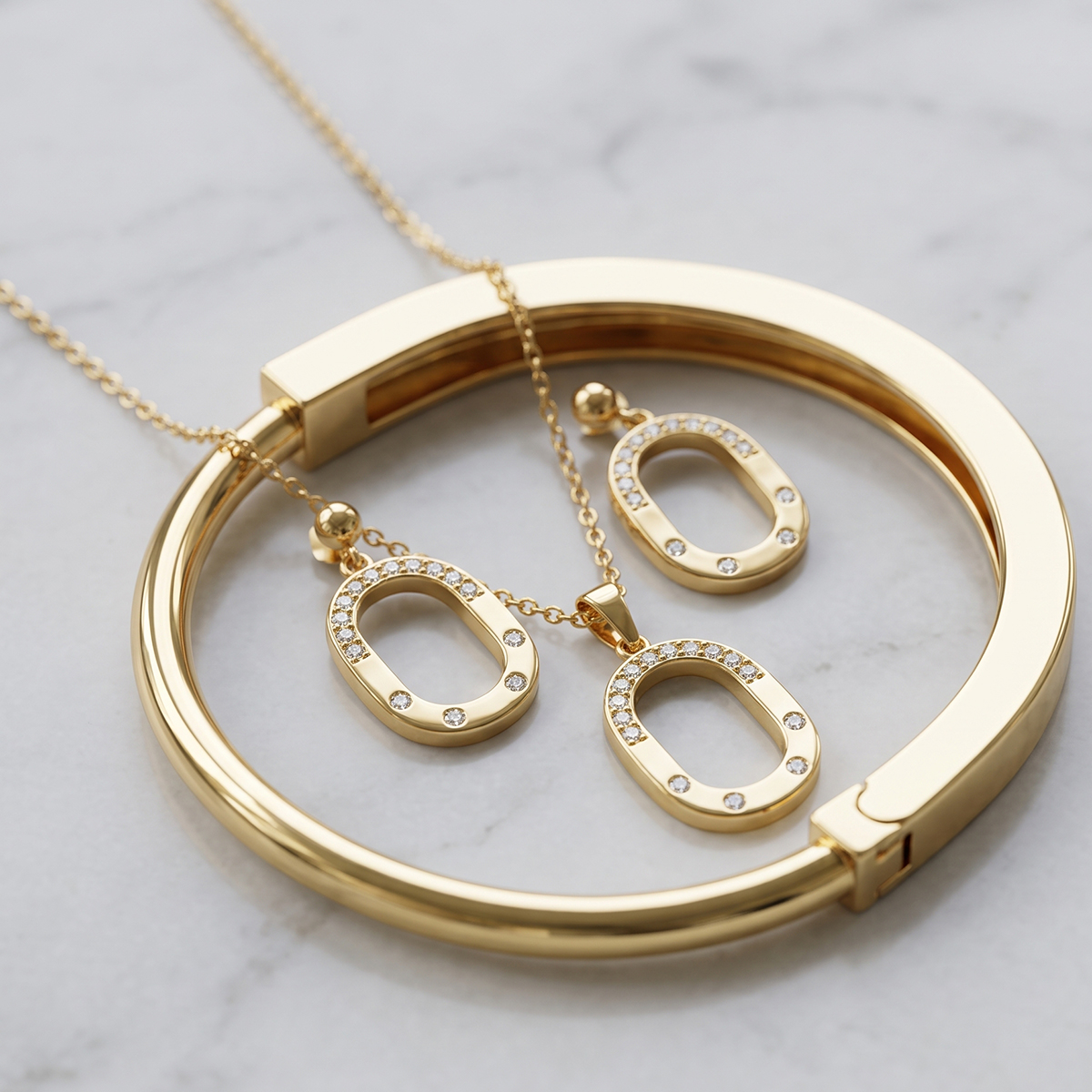 Golden Necklace Set with Bangle