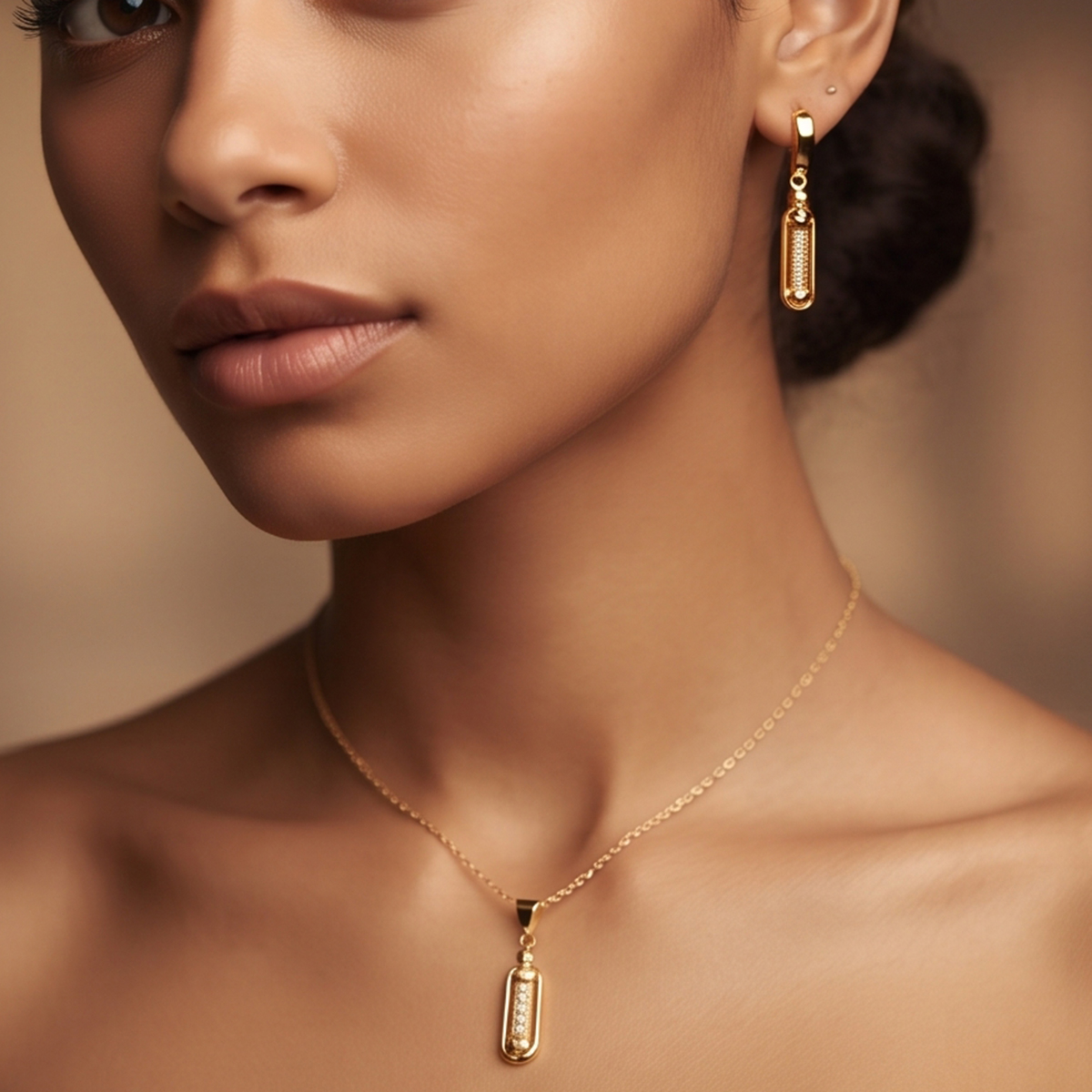 Golden Necklace and Earring Set