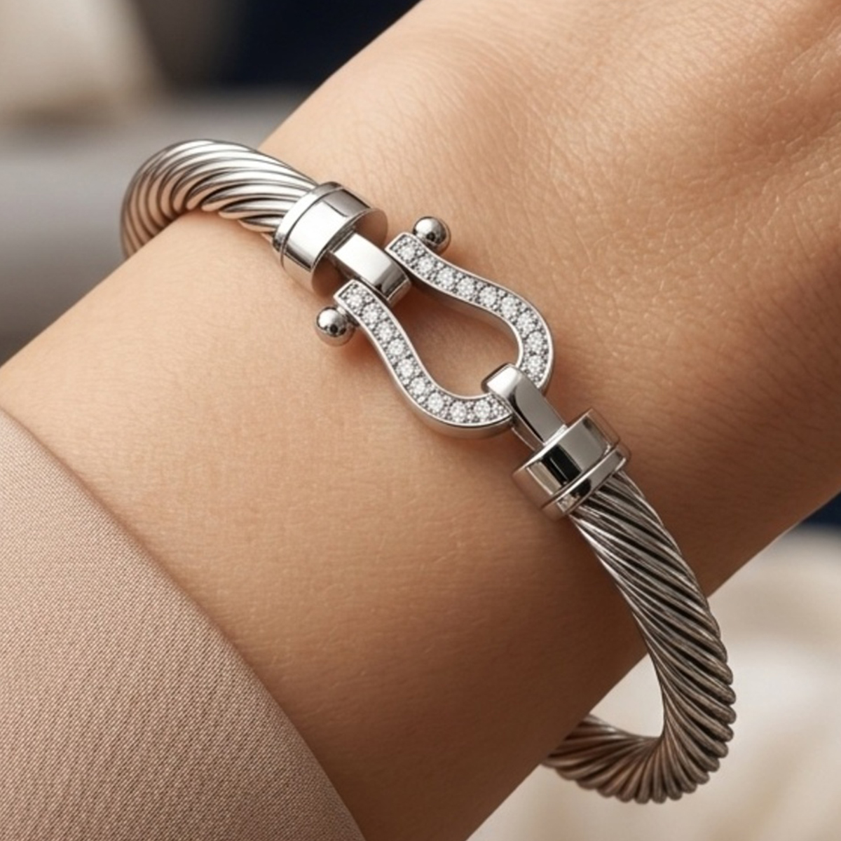 Cable Bangle Silver