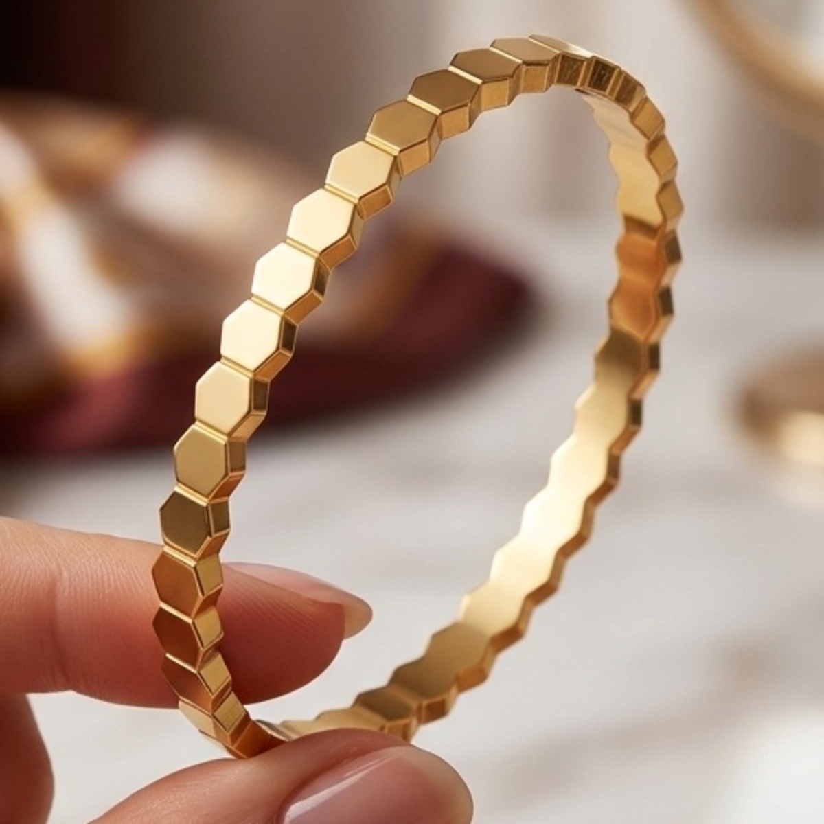 Hexagonal Bangle Golden