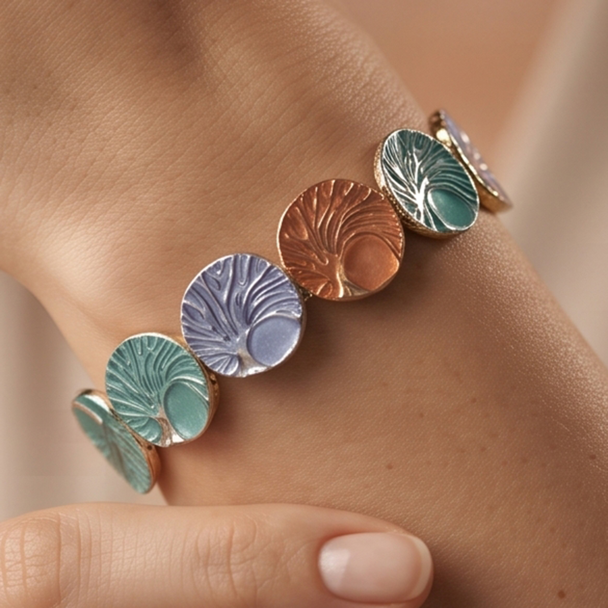 Textured Colorful Disc Bangles
