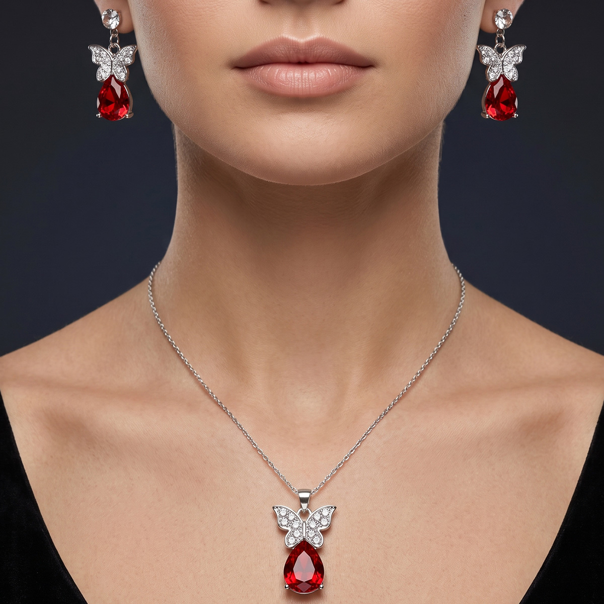 Butterfly Pearl Necklace Set
