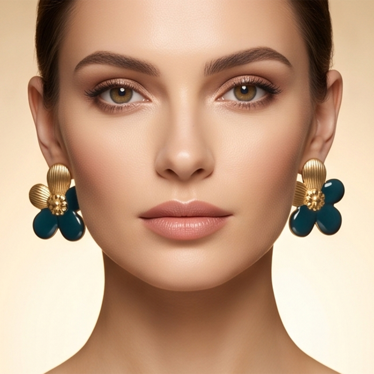 Golden & Flower Stud Earing Set