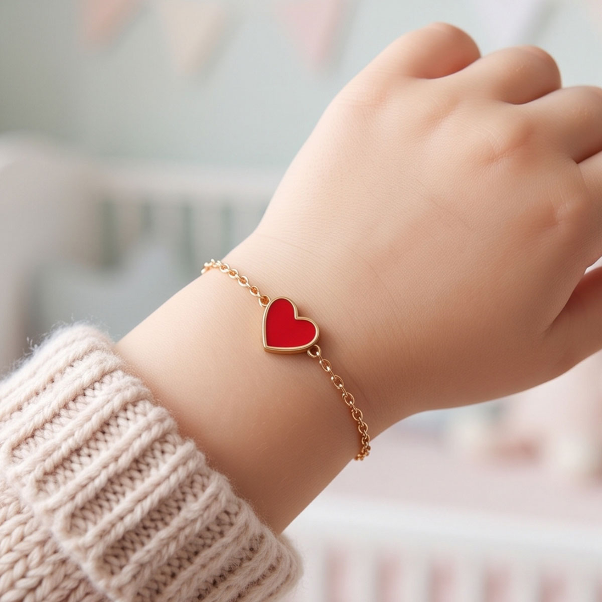 Kids Bracelet With Heart Charm Red