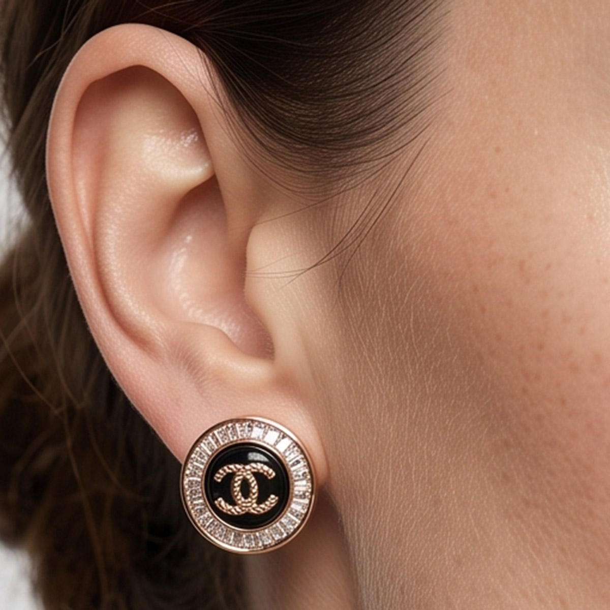 Chanel Logo Stud Earrings