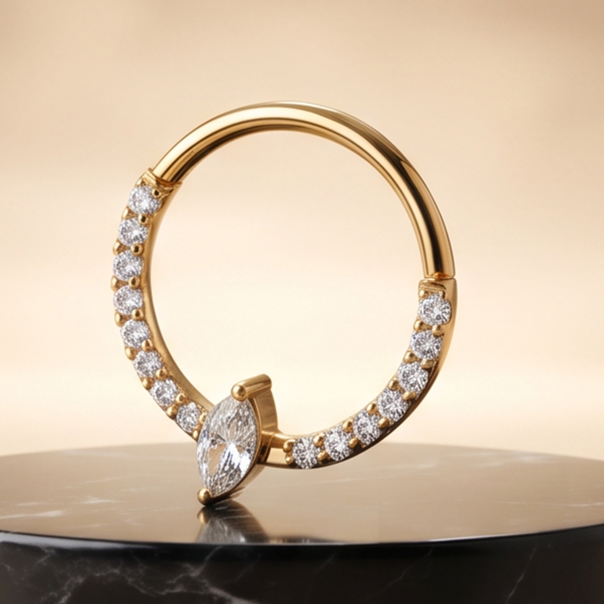Ear Piercing For Rim Women's Circle Golden Ear Piercing Ring | Ansar Gallery