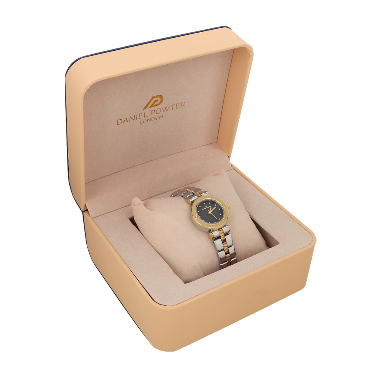 Daniel Powter Women's Luxury Watch Gold Black Dial With Two Tone Stainless Steel Strap W-2080