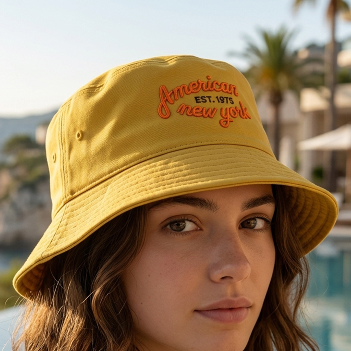 Ladies Cap Round Yellow Adjustable