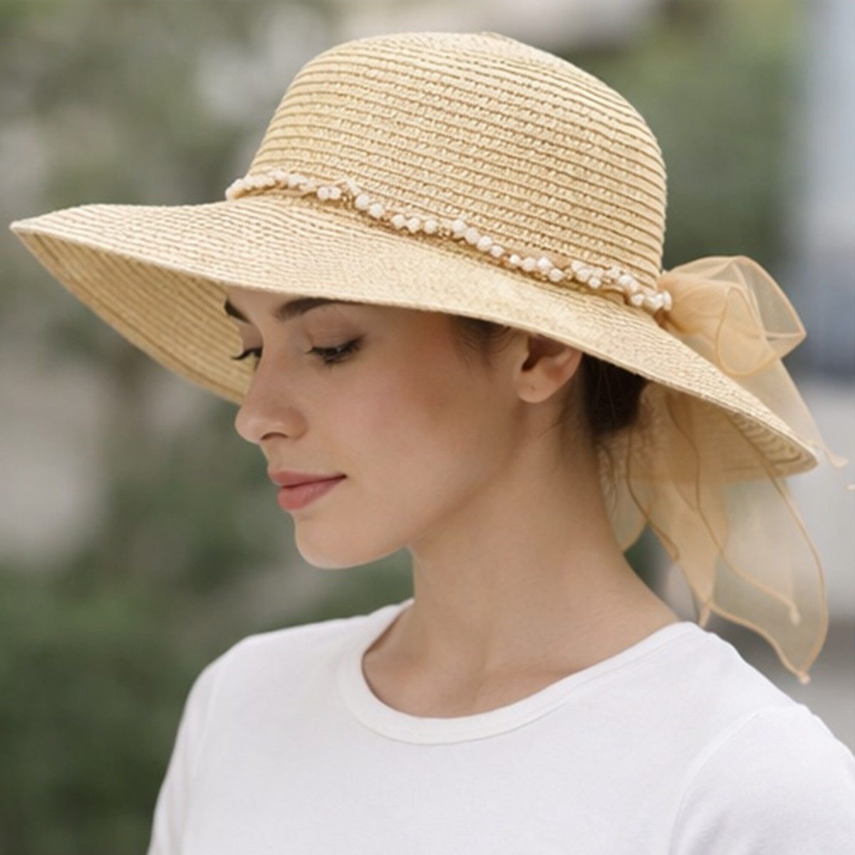 Ladies Hat Cap Beige Free Size