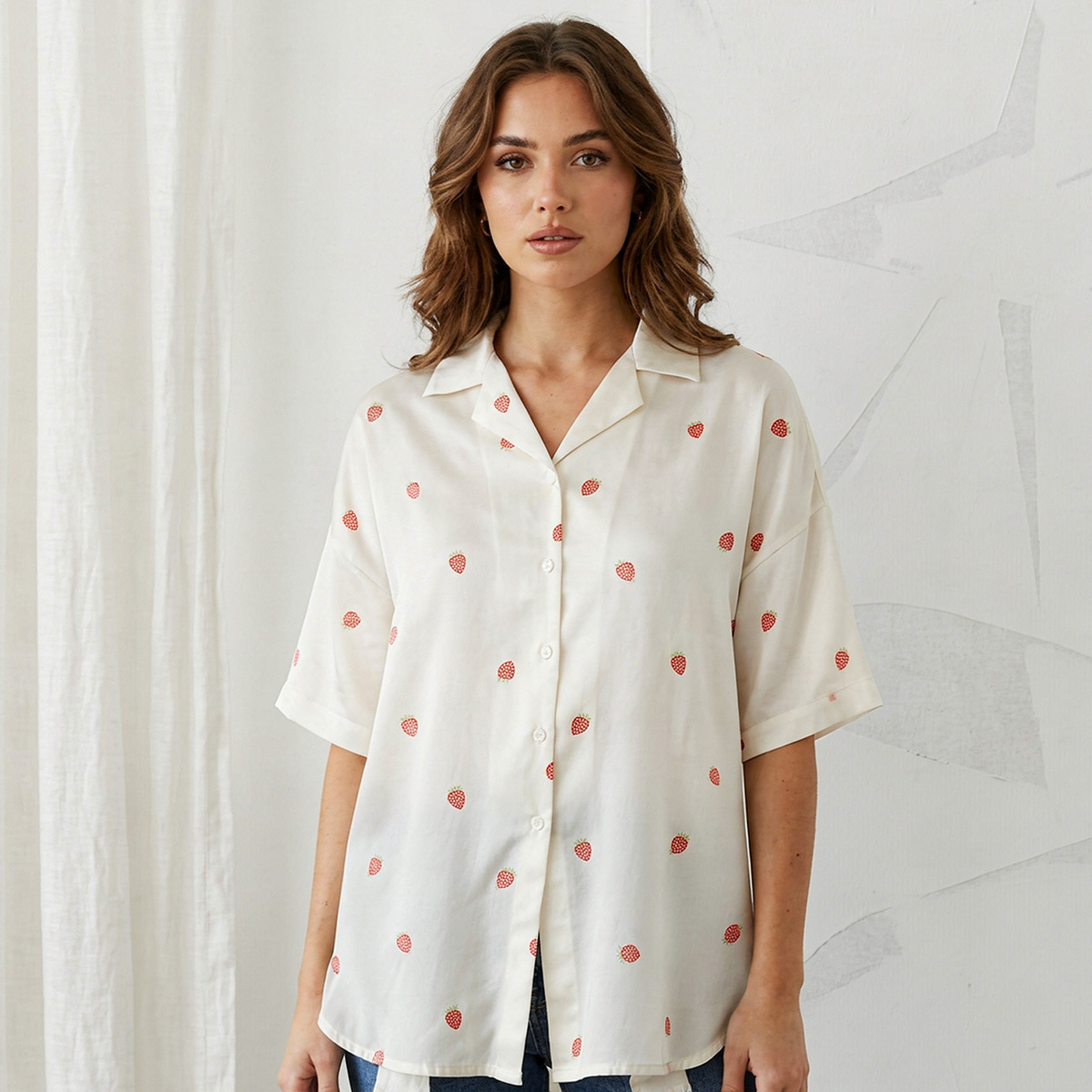 Ladies Blouse Straberry Print