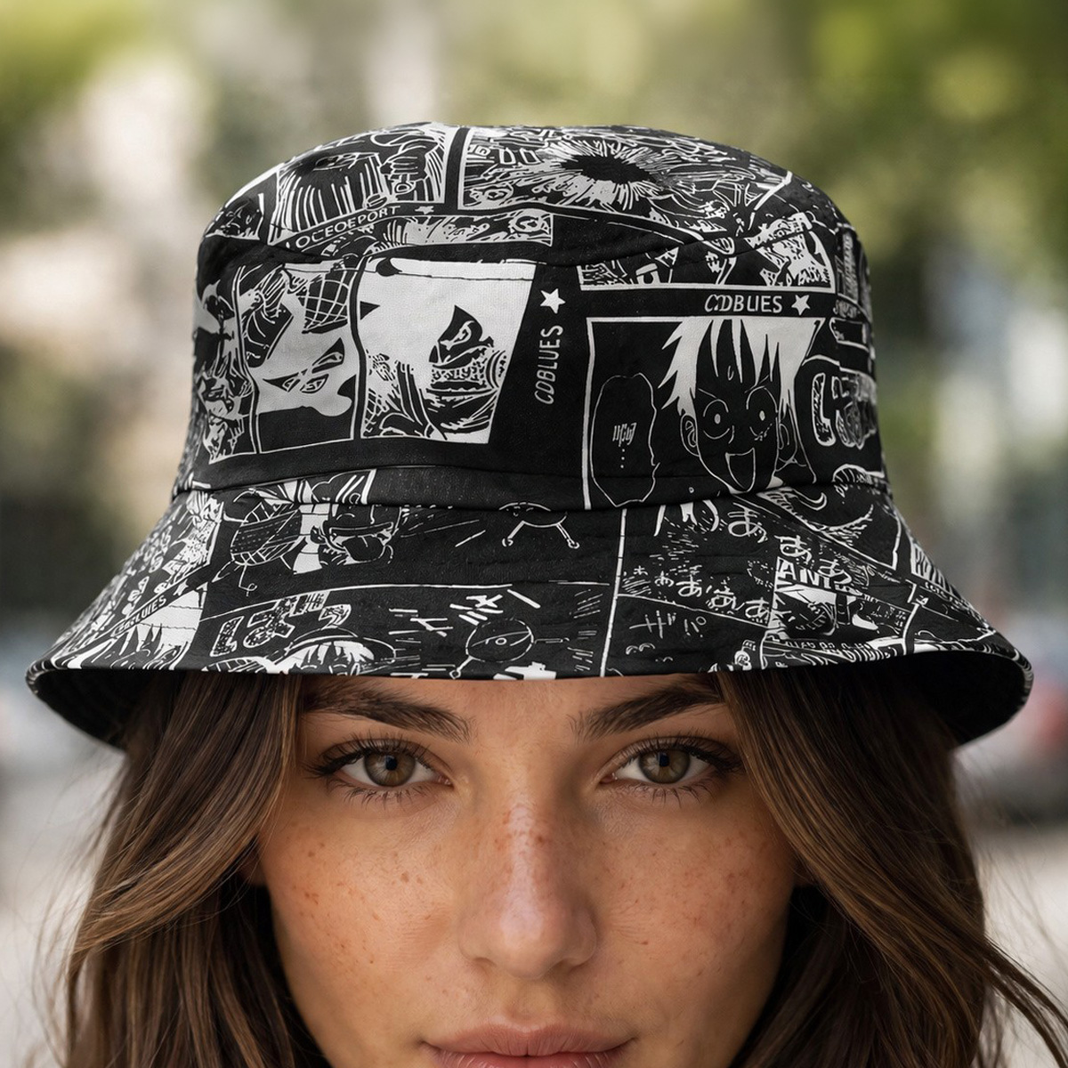 Printed Ladies Round Bucket Cap Free Size