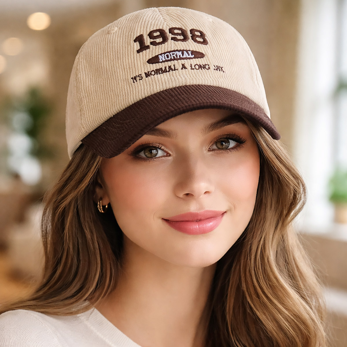 Flexi-Peak Corduroy Baseball Cap 1998 Design - Beige