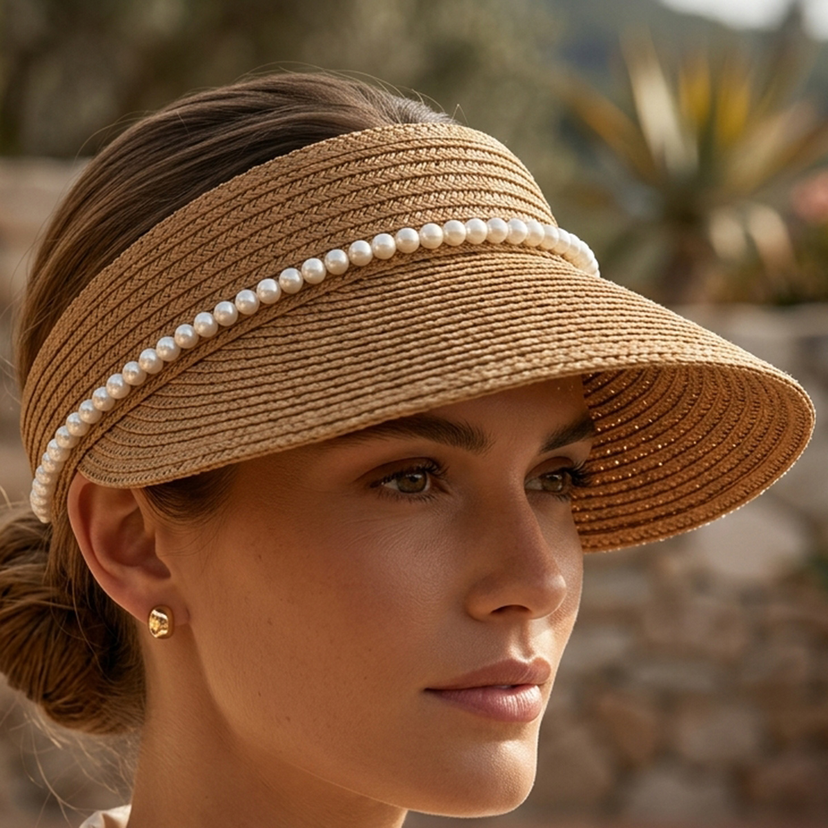Open-Top Woven Straw Sun Visor Hat