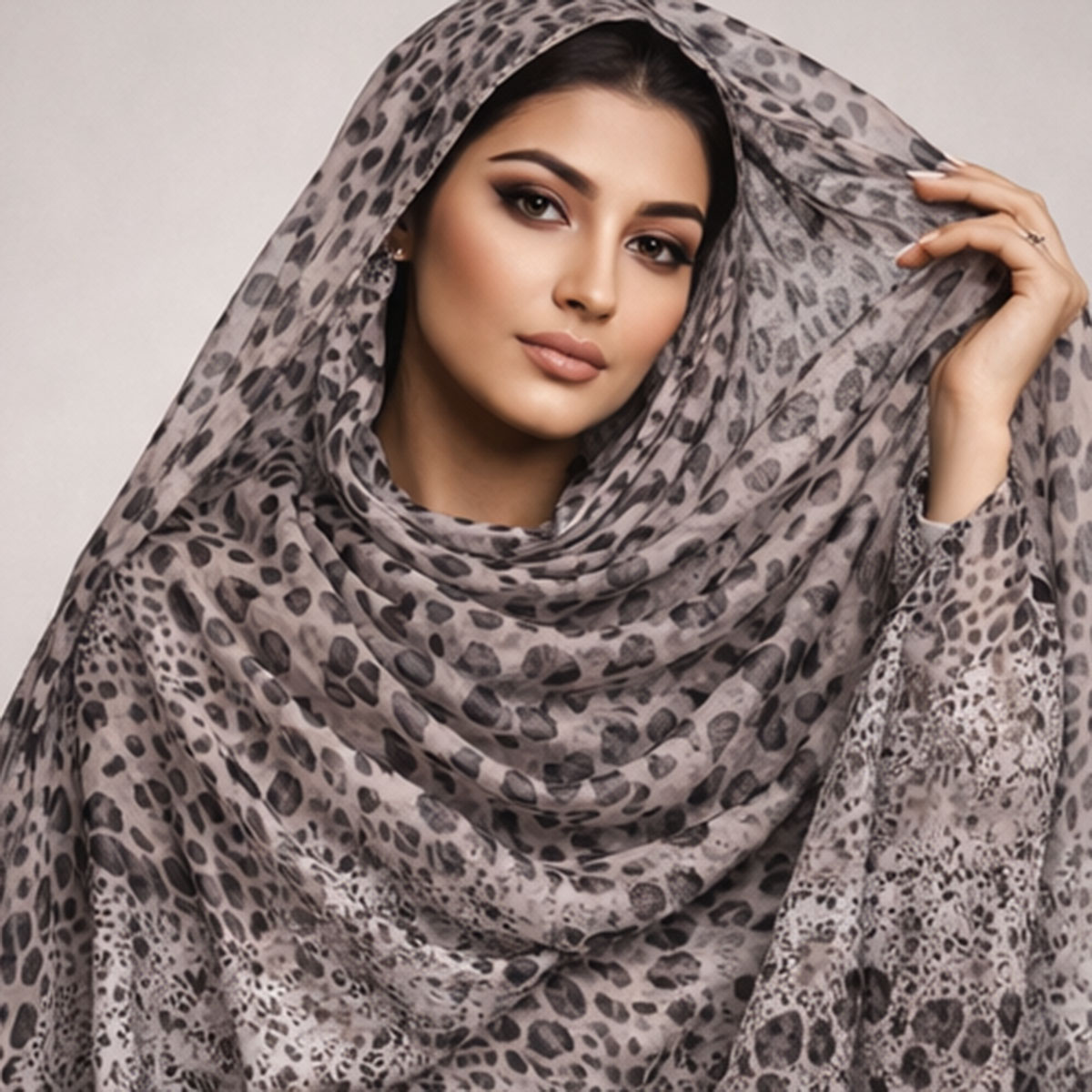 Ladies Shella Overprinted Leopard Dark Grey