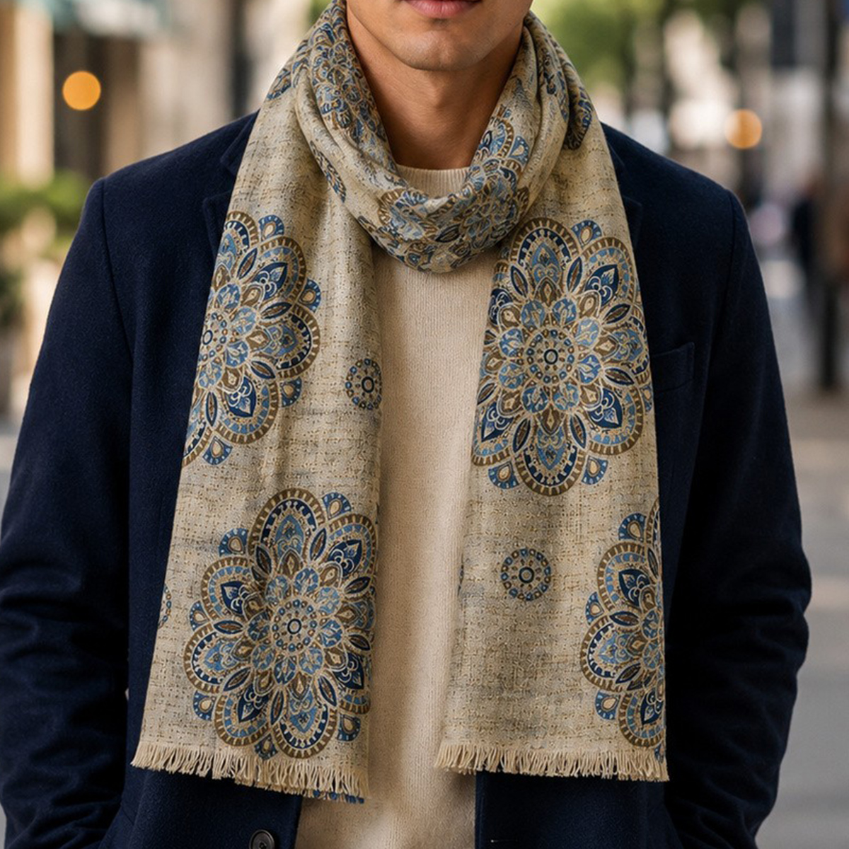 Mens Scarf Beige
