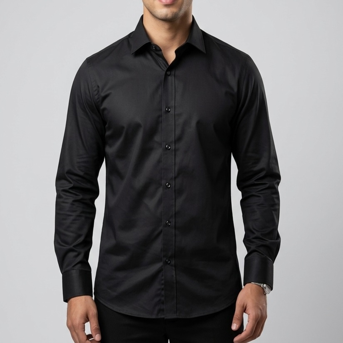Mens Formal Polo Shirt Long Sleeve