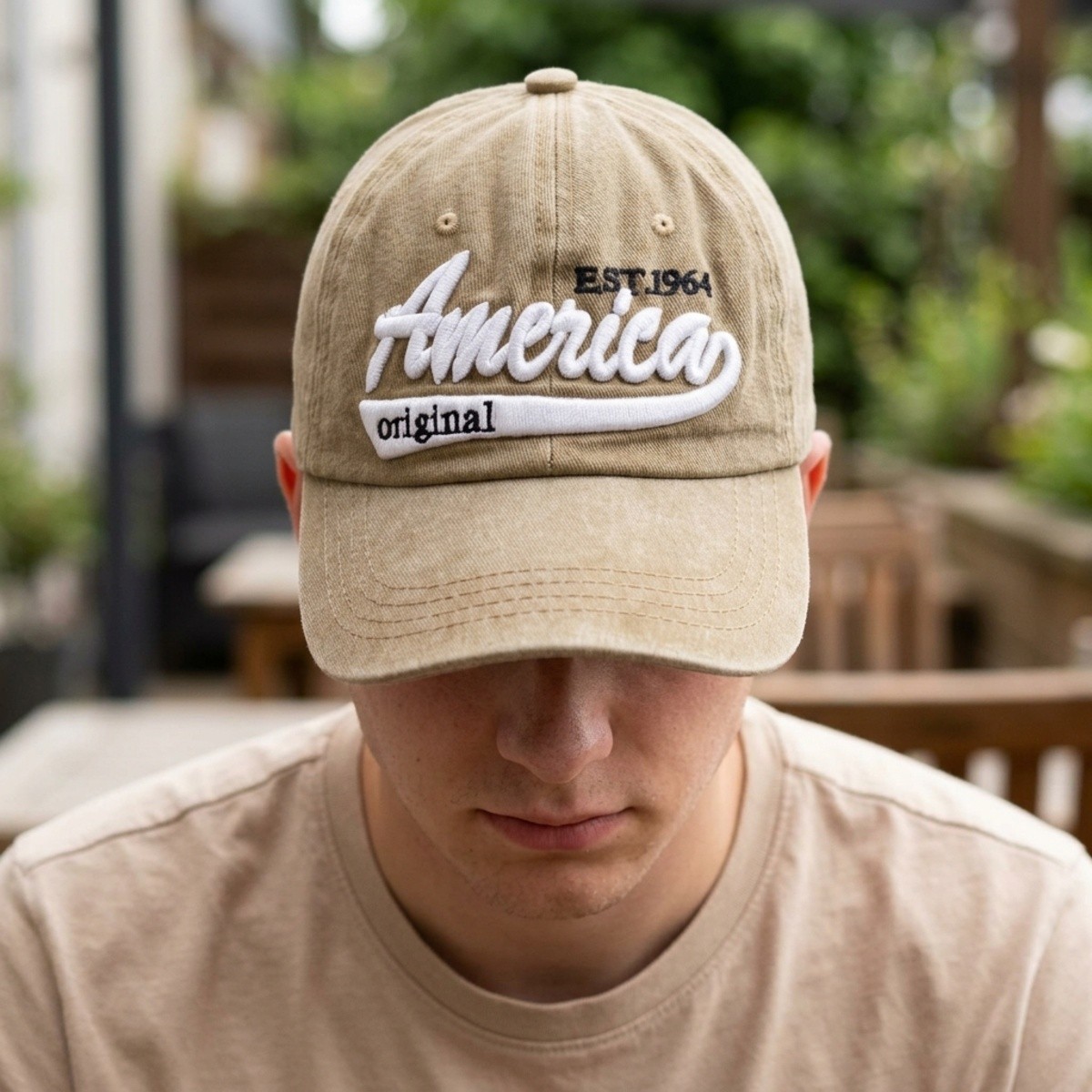 Mens Baseball Cap Beige Free Size