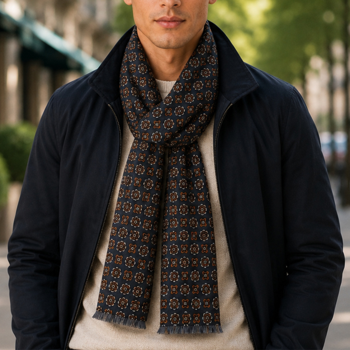 Mens Scarf Dark Blue