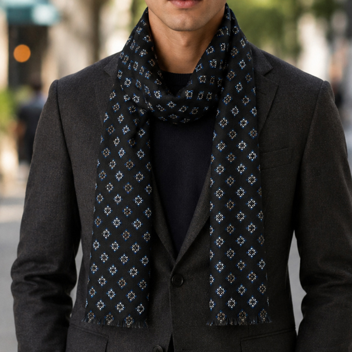 Mens Scarf Dark Grey