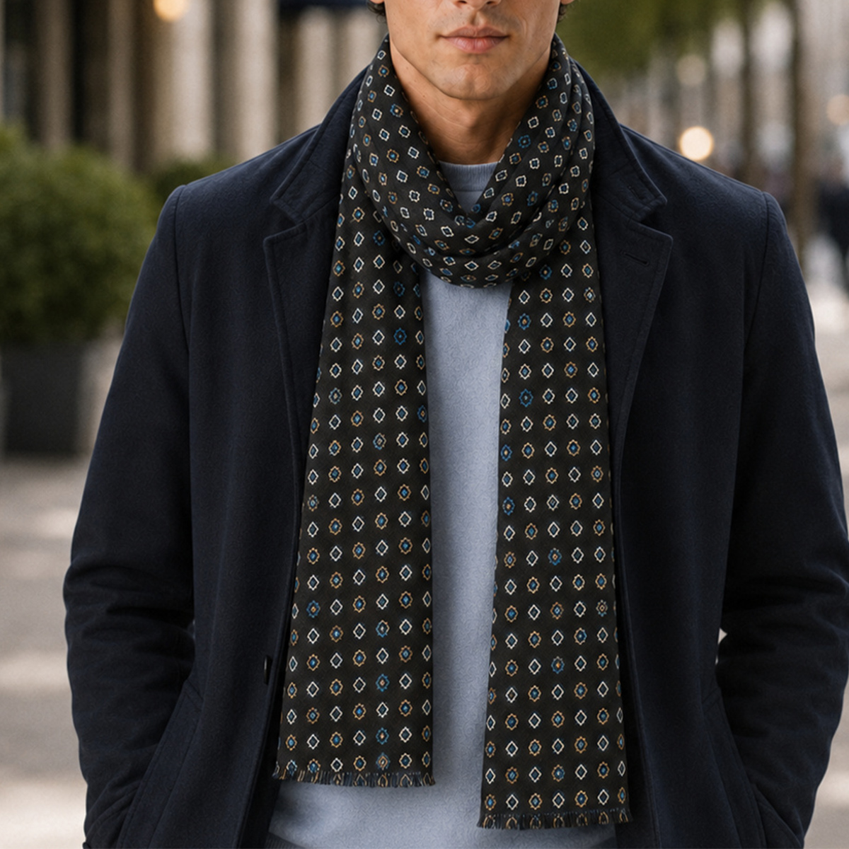Mens Scarf Dark Blue