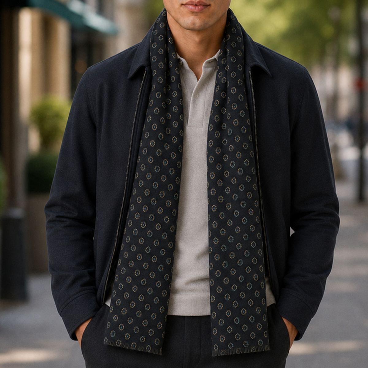 Mens Scarf Dark Blue
