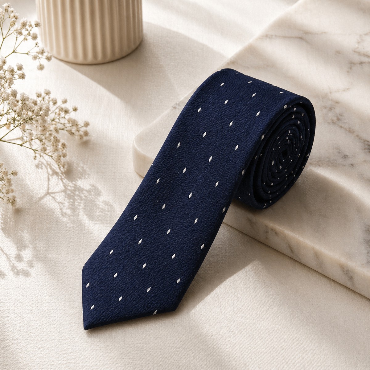 Men Slim Fit Tie 7cm Blue Printed