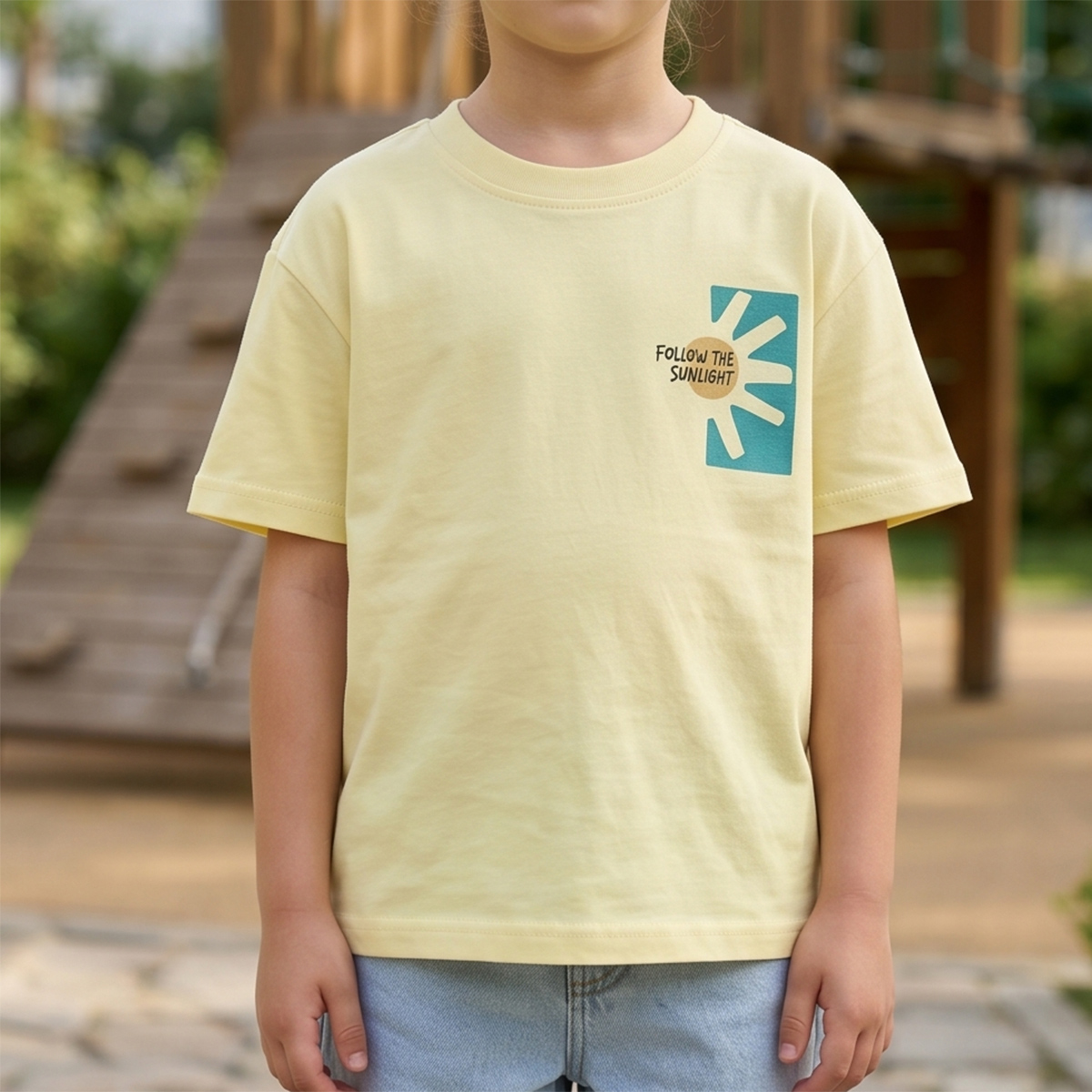 Girls Round Neck T-Shirt Plain