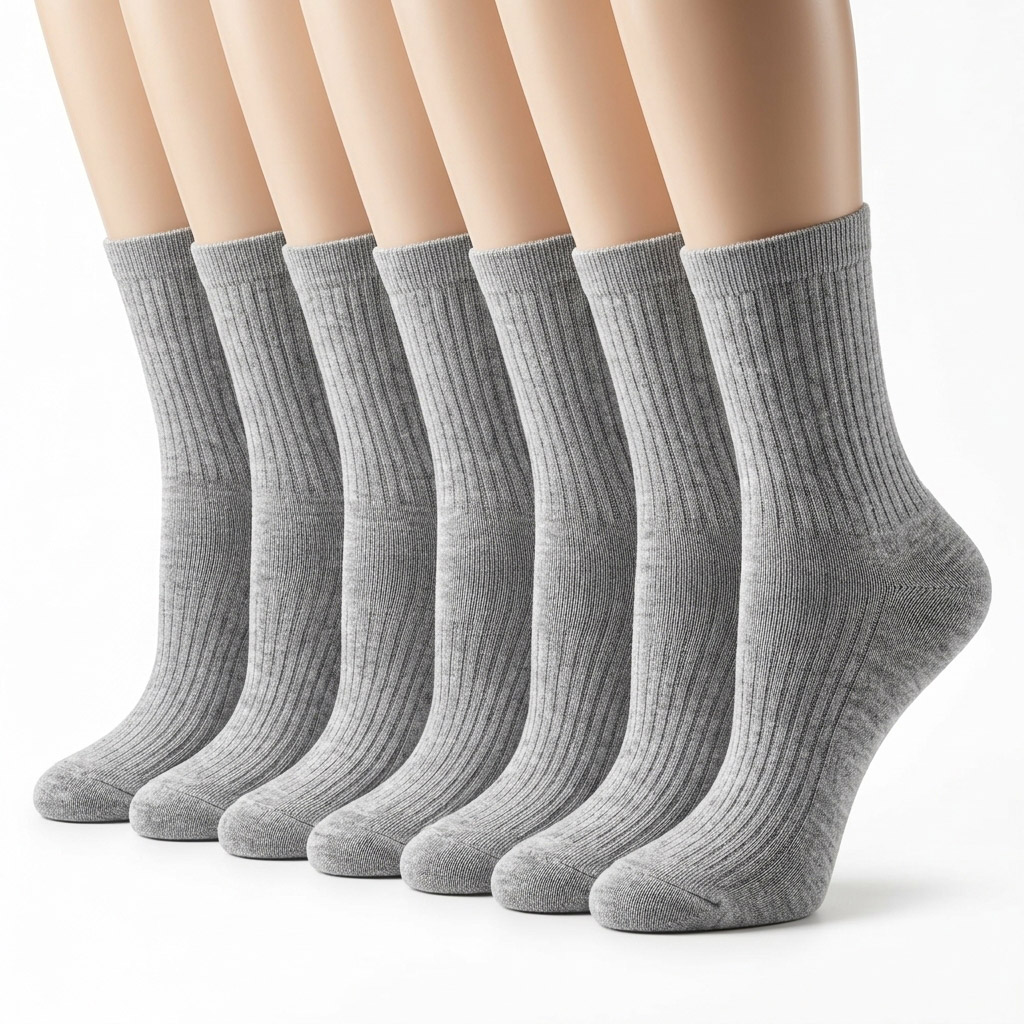 Girls School Socks 7 Set Gray
