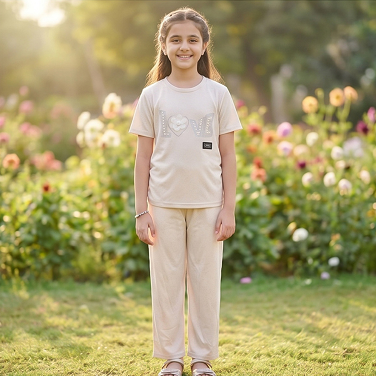 طقم بناتي مكون من قطعتين: بنطال ضيق وقميص بأكمام قصيرة | فتيات | ملابس الفتيات | Girls Top Wear | Girls T-Shirts طقم بناتي مكون من قطعتين: بنطال ضيق وقميص بأكمام قصيرة | فتيات | ملابس الفتيات | Girls Top Wear | Girls T-Shirts