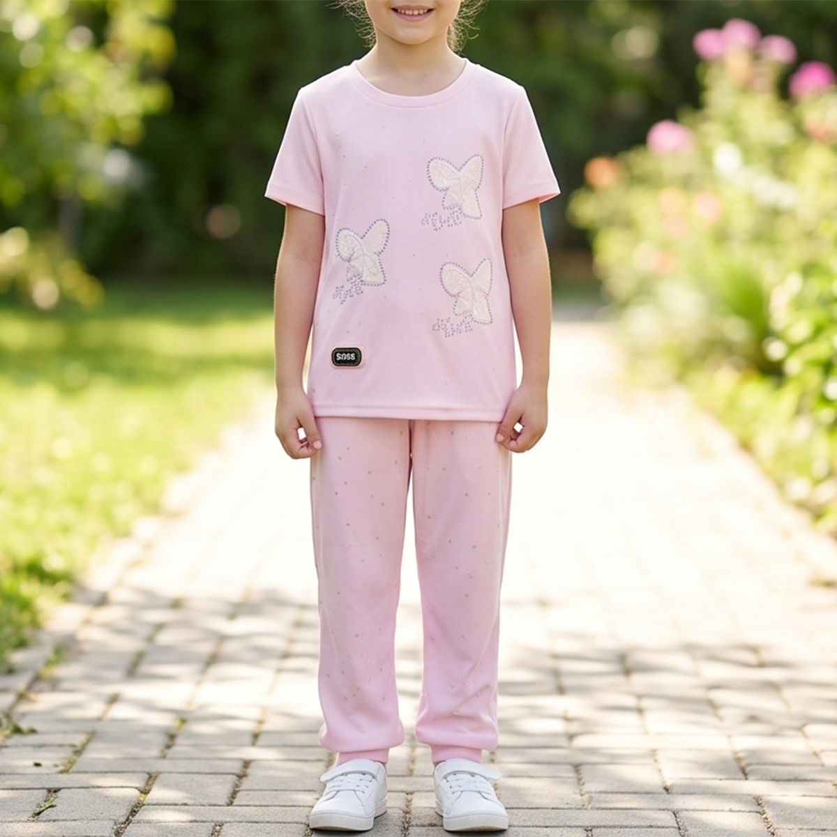 طقم بناتي مكون من قطعتين: بنطال ضيق وقميص بأكمام قصيرة | فتيات | ملابس الفتيات | Girls Top Wear | Girls T-Shirts طقم بناتي مكون من قطعتين: بنطال ضيق وقميص بأكمام قصيرة | فتيات | ملابس الفتيات | Girls Top Wear | Girls T-Shirts