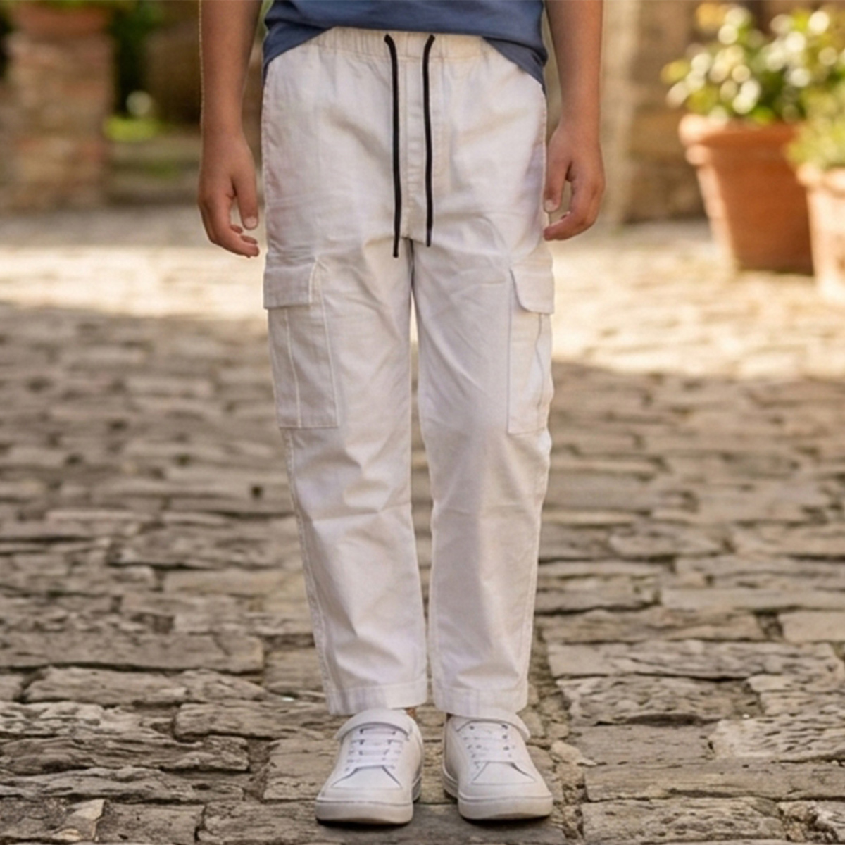 Boys Cargo Pants White
