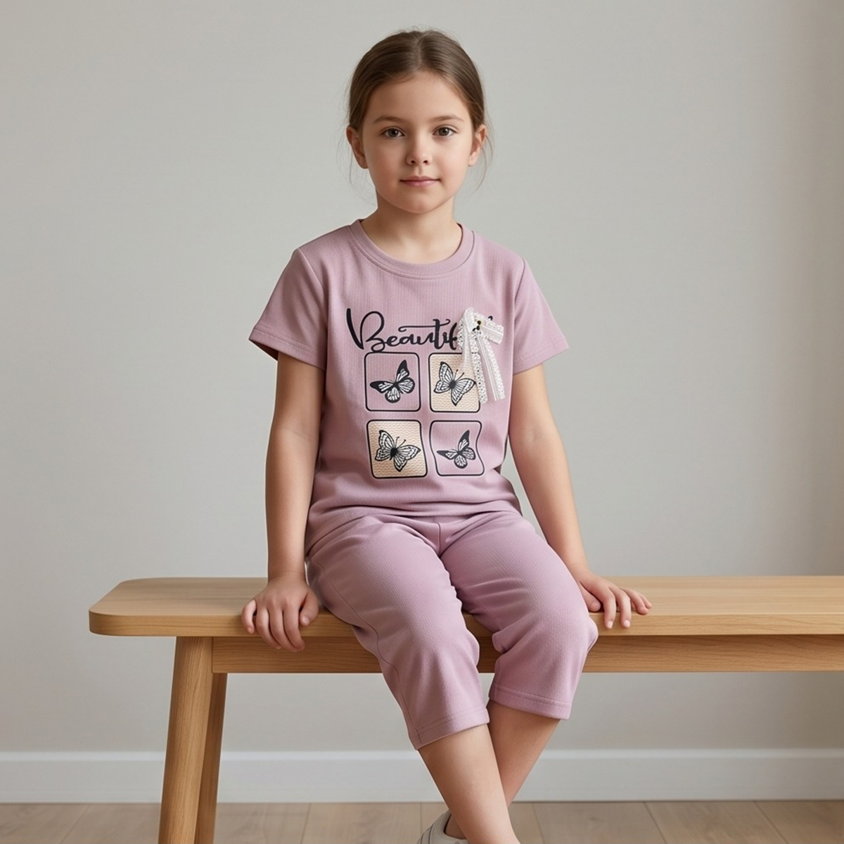 طقم بناتي مكون من قطعتين: بنطال وقميص بأكمام قصيرة | فتيات | ملابس الفتيات | Girls Top Wear | Girls T-Shirts طقم بناتي مكون من قطعتين: بنطال وقميص بأكمام قصيرة | فتيات | ملابس الفتيات | Girls Top Wear | Girls T-Shirts