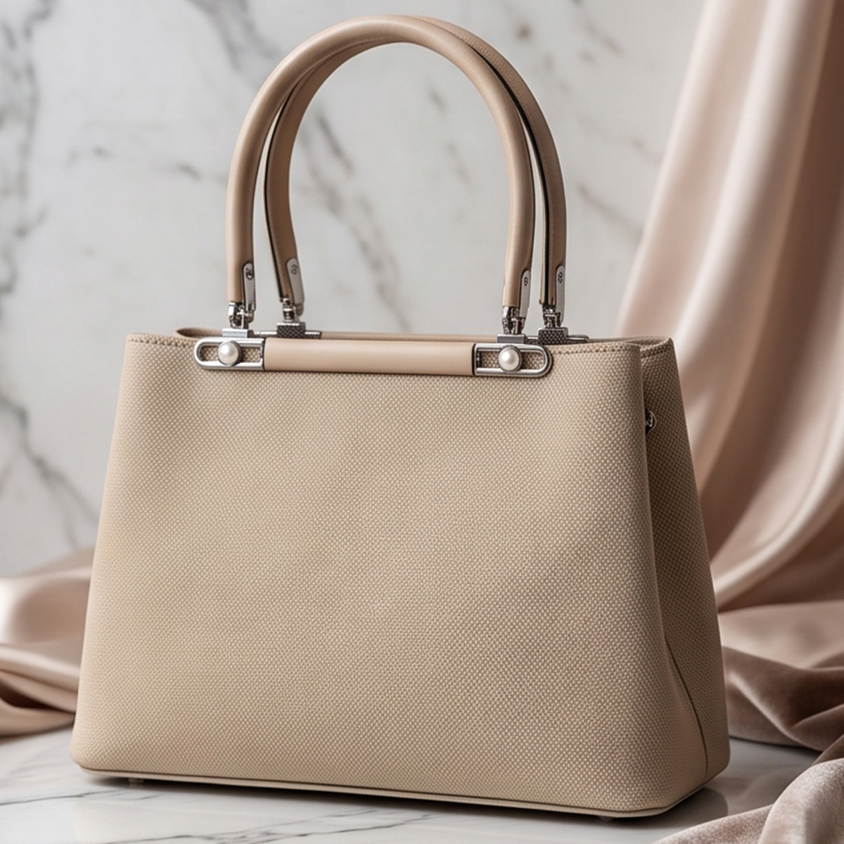 Elegant Soft Plain Ladies Hand Bag Beige