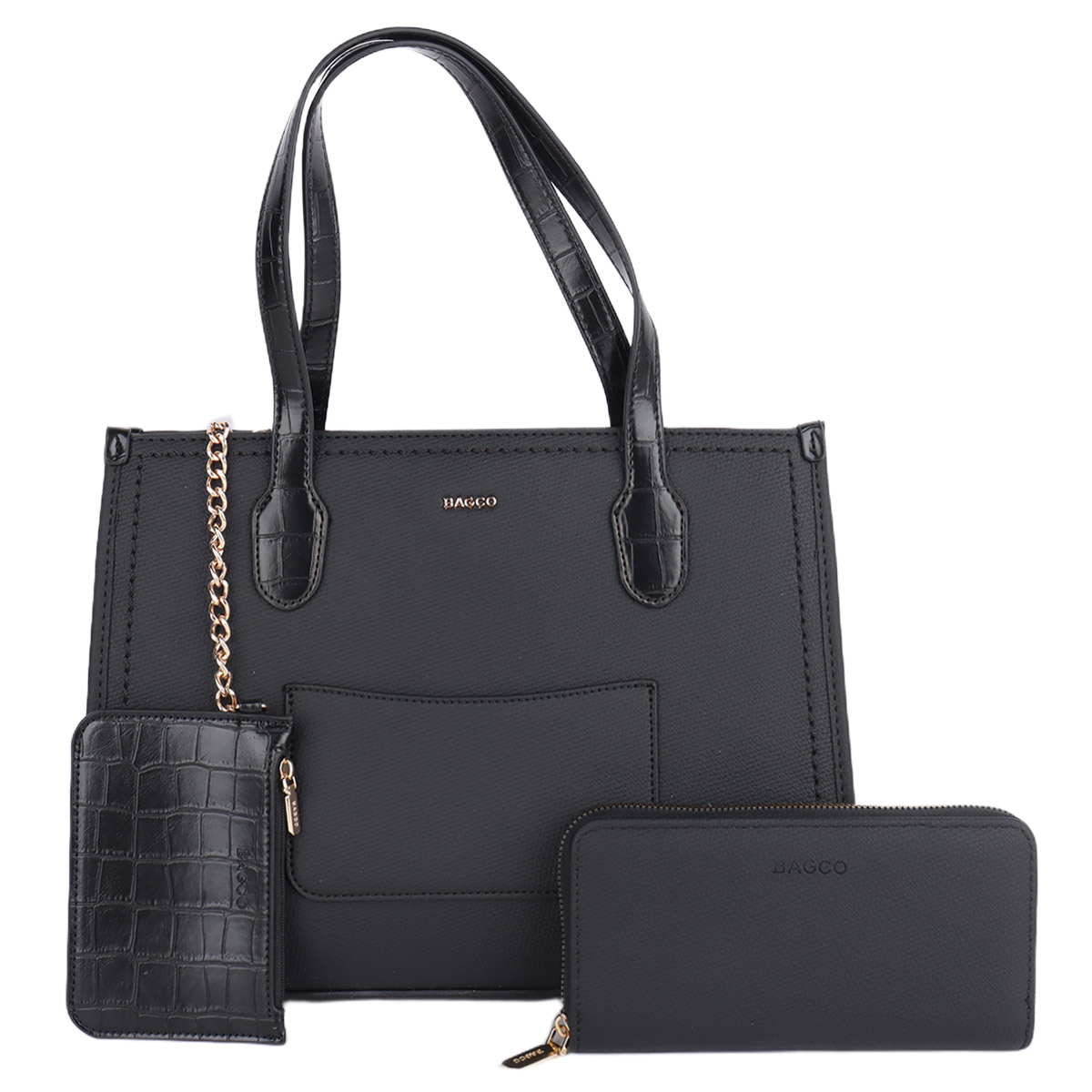 Bagco Structured Tote Bag with Wallet and Small Pouch Black | Women | Women Bags | Tote Bags Bagco Structured Tote Bag with Wallet and Small Pouch Black | Women | Women Bags | Tote Bags