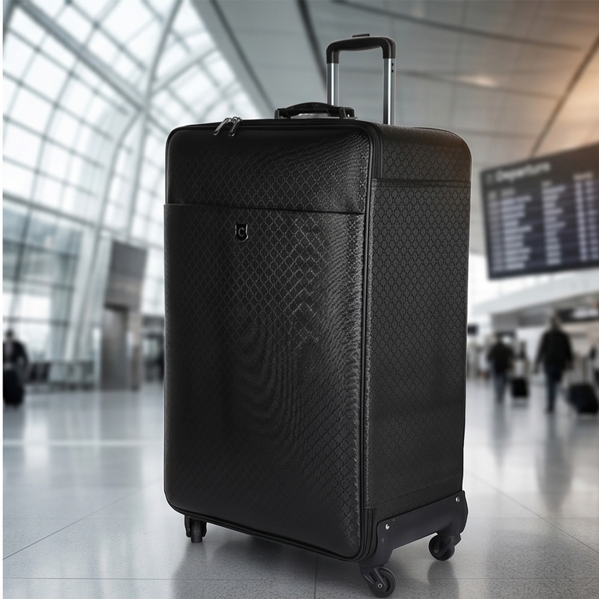 Trolley Bag Soft Printed 20 Inch Black