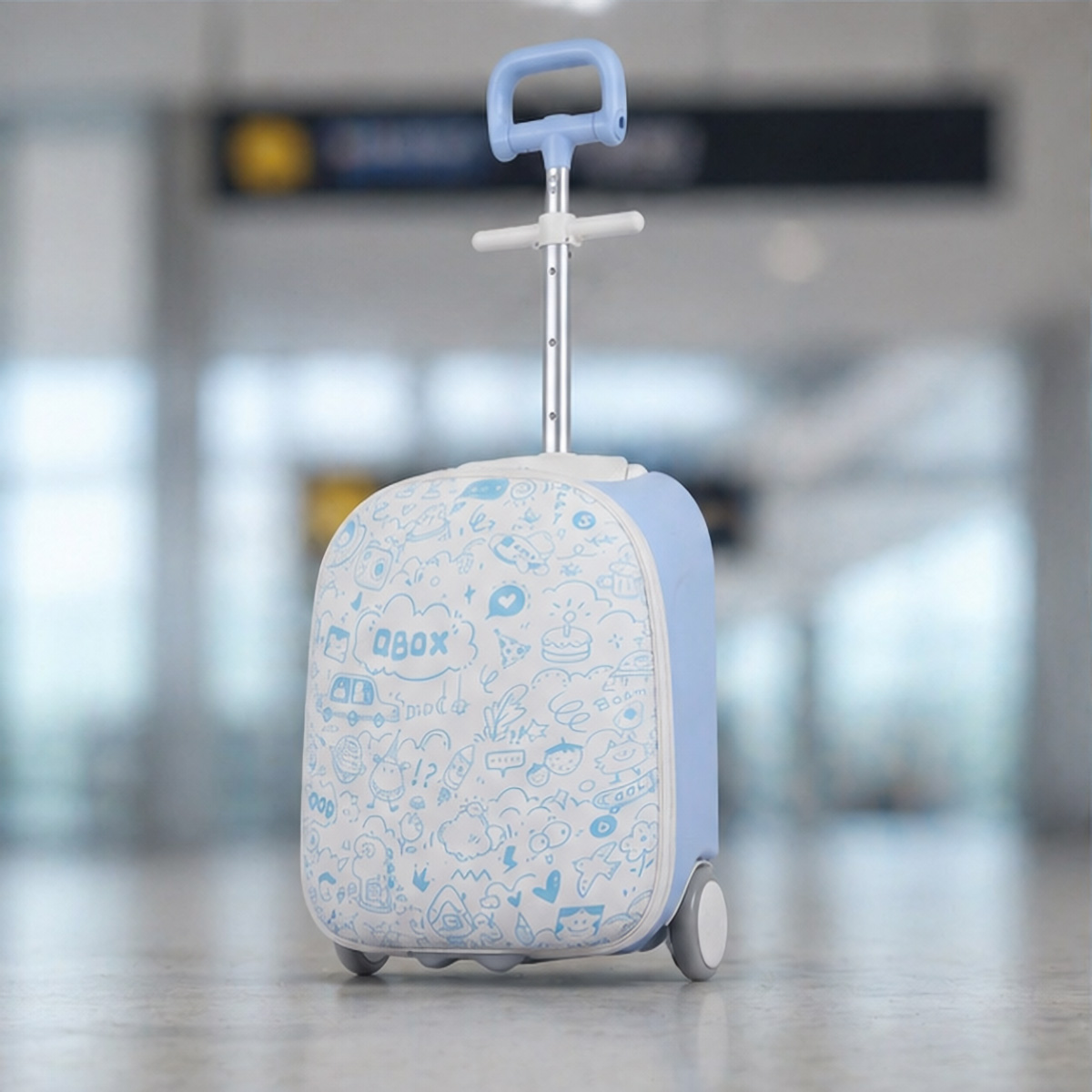 Kids Trolley Bag Printed Blue